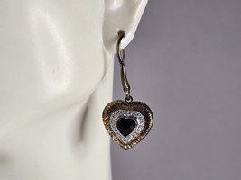 Womens Vintage Estate Sterling Silver Gold Tone Heart Earrings 7.6g E7876 - $39.60