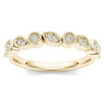 10K Yellow Gold 0.10 Ct Brillant Round Cut Diamond Wedding Band - £247.79 GBP
