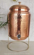 Copper Hammered Design Water Pot With Brass Stand  5Ltr - €84,18 EUR