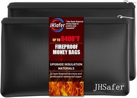 Fireproof &amp; Waterproof Cash Bags for Valuables - 11''x6.3'' Durable Zipp... - $54.40