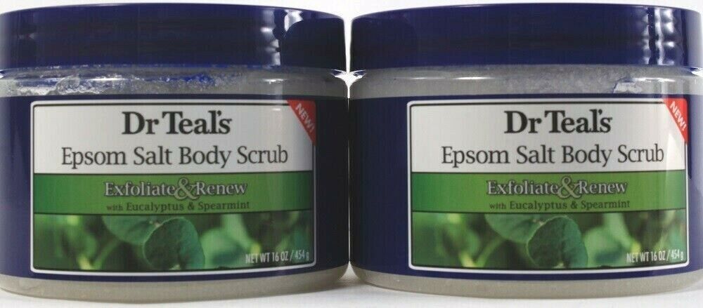 2 Dr. Teals Pure Epsom Salt Eucalyptus Spearmint Exfoliate Body Scrub USA 16OZ - $32.99