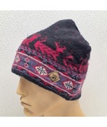 Vintage Igloos Knit Wool Winter Hat Beanie Black Blue Red Reindeer Made ... - $323.95 MXN