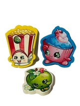 Shopkins Mixed Lot 3 Anthropomorphic Moose Toy Figures ERASERS Popcorn Apple Cup - £13.98 GBP
