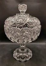 Antique Adams Palace Clear Moon &amp; Stars 11” Candy Dish Manganese  Glow L... - £155.12 GBP