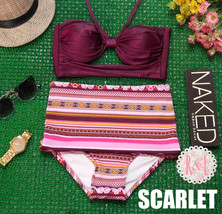 Scarlet - Retro Vintage PinUp CutOut Bandeau High Waist Bikini Swimwear Swimsuit - £26.97 GBP