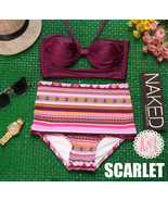 Scarlet - Retro Vintage PinUp CutOut Bandeau High Waist Bikini Swimwear Swimsuit - $34.99