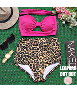Leopard Cut Out - Retro Vintage Pin Up Brown High Waist Bikini Swimwear ... - £27.64 GBP