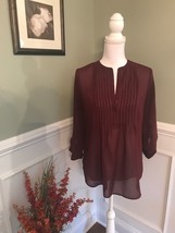 Old Navy Women’s Burgundy Sheer Button Tunic Top Size Small - £7.78 GBP