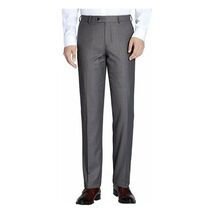 Men Renoir Flat Front Pants 100% Wool Super 140's Classic Fit 508-3 Mid gray image 3