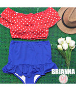 Brianna - Retro Vintage PinUp CropTop Peplum High Waist Bikini Swimwear ... - £27.64 GBP