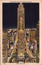 Rockefeller Center Buildings at Night New York City Postcard PC624 - $4.99