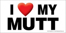 I (Heart) Love my Mutt Large Size Car Fridge Magnet 4&quot;x8&quot; USA NEW Waterp... - £5.30 GBP