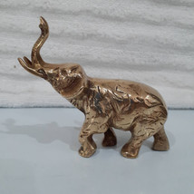 Vintage Standing Brass Elephant With Trunk In the Up Position - £19.94 GBP
