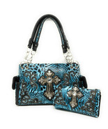 Premium Rhinestone Cross Buckle Leopard Concealed Carry Handbag/Matching... - £20.43 GBP+