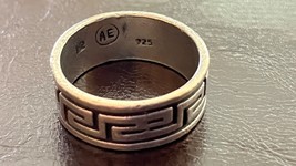 Sterling 925 Ring Greek Key 9mm band style Size 11.5 9g marked 12 circle... - £17.81 GBP