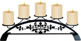 Wrought Iron Table Top Centerpiece Pillar Candle Holder Victorian Hold 5 Candles - $48.37