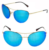 PRADA 51R Linea Rossa Spectrum Sunglasses Gold Blue Mirrored Metal Sport PS51RS - £195.46 GBP