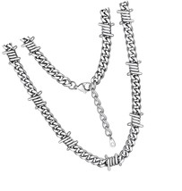 Stainless Steel Barbed Wire Necklace 9mm Thick Heavy - £73.75 GBP