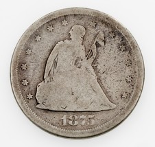 1875-S 20C Silver Twenty Cent Piece in Good Condition, Full Rims, Natural Color - £135.91 GBP