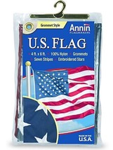 Annin 002215R Nylon Patriotic US Flag Fade Resistant, 4 ft. x 6 ft. - £49.39 GBP