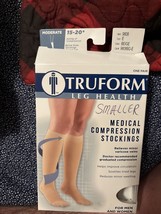TRUFORM Leg Health Thigh High Medical Compression Stocking L Beige #9808 - £19.61 GBP