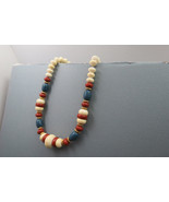 VTG Avon Summer Naturals Necklace Chunky Red White Blue Lucite Faux Wood... - £10.29 GBP