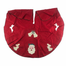 Vintage Christmas Tree Skirt MCM Ornaments Mid Century Modern Red Felt S... - £31.27 GBP