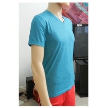 Cotton T Shirts V-Neck Short Sleeve Heather Brown Pink Gray Purple Blue T Shirts - £9.36 GBP+