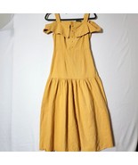 Shein Womens Midi Dress Size XS Ruffle Trim Off Shoulder Fit &amp; Flare Yellow - £17.50 GBP