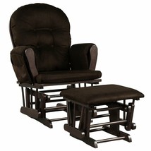 Nursery Glider Ottoman Set Espresso Wood Frame Brown Cushions Baby Rocker Chair - £363.69 GBP