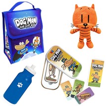 Dav Pilkey Set Dog Man Cat Kid Lunch Bag Li&#39;l Petey Plush Hot Dog Game Bottle v4 - £61.31 GBP