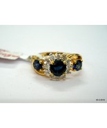 Gold Ring Diamond Gemstone Ring Blue sapphire Gemstone Ring Handmade Rings - £622.23 GBP