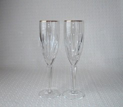 Lenox Crystal CLARITY GOLD Champagne Flutes Glasses Goblets ~ Pair - $39.59
