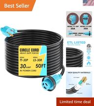 30 Amp 50 Feet RV Power Cord Twist Locking, Heavy Duty 10 Gauge 3 Wire S... - $138.34