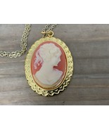 Cameo Brooch Necklace Costume Jewelry - $34.10 CAD