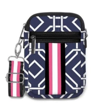 Carla Street Neoprene Everyday Crossbody Navy Blue White Geometric - £22.57 GBP