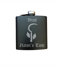 D&amp;D Engraved Steel Flask - Druid Natures Tonic - Dungeons Dragons, Nerdy... - £11.84 GBP