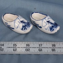 Pair Vintage Delft Clogs Blauw Floral Design Hand Painted Ceramic dq - $39.59