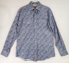 Rafter C Shirt Mens Medium Blue Paisley Wetsern Cowboy Peral Snap Dress Shirt - £33.62 GBP