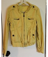 Womens S Fornarina Yellow Ruffled Lightweight Zip Front Jacket Coat - $25.55 CAD