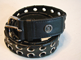 Michael Kors Double Grommet Leather Belt Women Size L Designer Goth Punk Western - £22.67 GBP