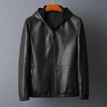 New Black Leather Jacket Men Flight/Bomber Pure Lambskin Slim Size S M L XL XXL  - £109.72 GBP