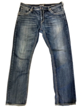 Salvage Mayhem Jeans Mens 38x34 Blue BUCKLE Straight Distressed Patched ... - £35.47 GBP