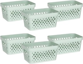 Six-Piece Set Of Glad Plastic Organizing Baskets | Pantry Storage For, Sage. - £28.38 GBP