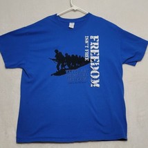 Freedom Isn&#39;t Free T Shirt Mens XL Blue Short Sleeve Casual Gildan Shirt - £9.32 GBP