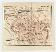 1927 Original Vintage City Map Of Cremona / Lombardy / Italy - £16.84 GBP