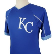 Majestic Kansas City Royals Cool Base Jersey Small S/S V-Neck Blue MLB Baseball - £12.67 GBP