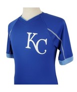 Majestic Kansas City Royals Cool Base Jersey Small S/S V-Neck Blue MLB B... - £12.56 GBP