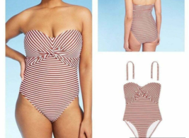 Kona Sol™ ~ Women Small (4-6) ~ Red Stripe/AFT86 ~ One Piece Swimsuit - £20.92 GBP