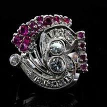 2.60 Ct Simulated Ruby Vintage Art Deco Antique Wedding Ring Sterling Silver - £98.12 GBP
